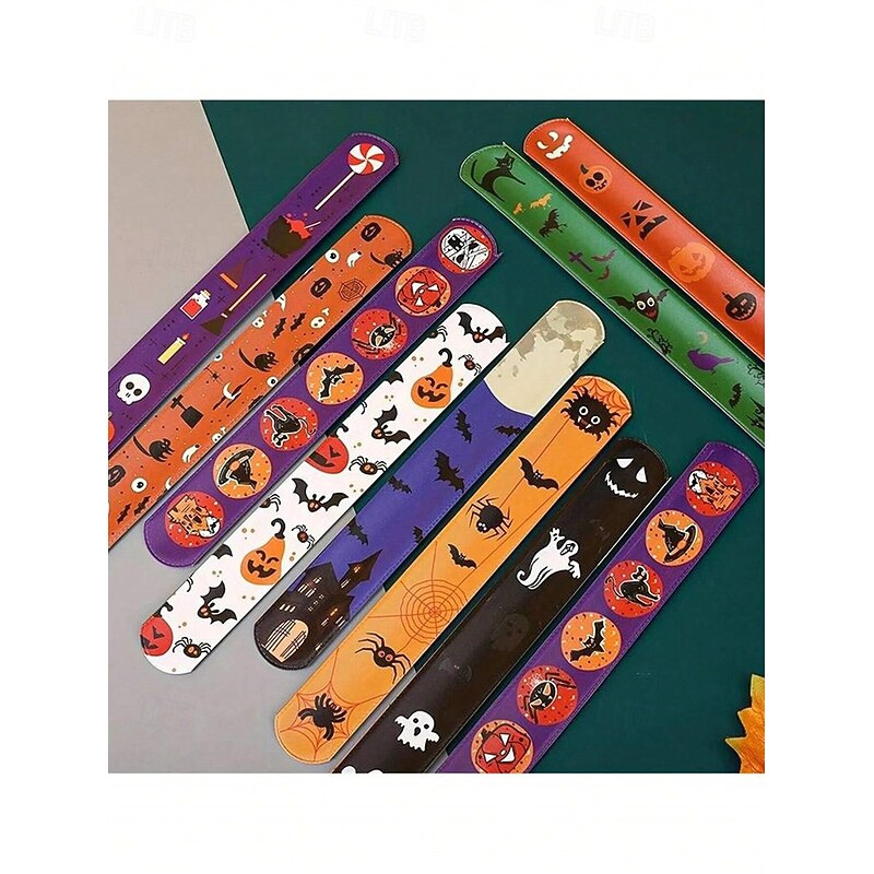 12pcs Halloween Slap Bracelets for Children Birthday Gift Snap Band Bracelets for Girl Boy Game Toy Party Party Favors School Goodie Bags4