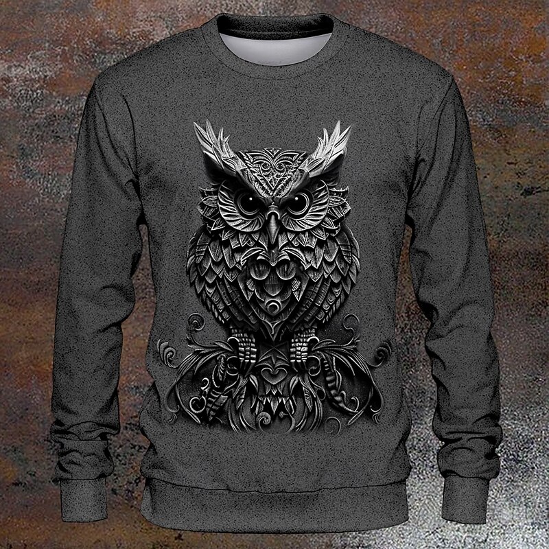 Halloween Men's Owl Hoodies Sweatshirt Long Sleeve Sweatshirt Crew Neck Fashion Daily 3D Print 3D Print Fall Winter4