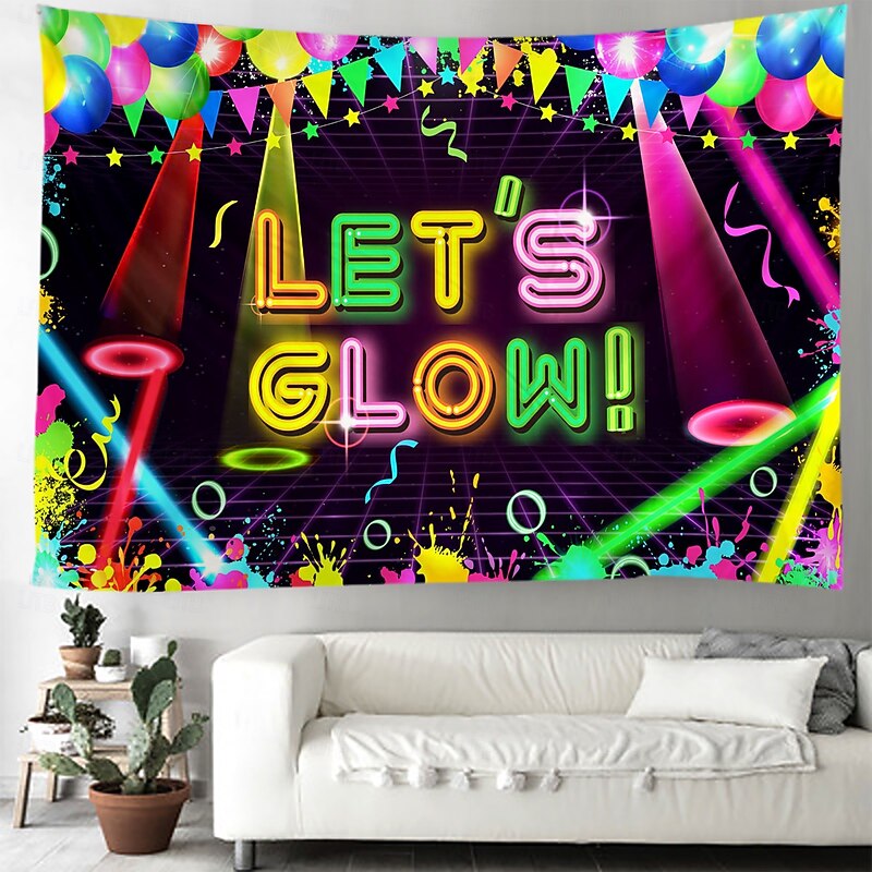 Blacklight Tapestry UV Reactive Glow in the Dark Glow Party Neon Party Ideas Glow Sticks Party Hanging Tapestry Wall Art Mural for Living Room Bedroom2