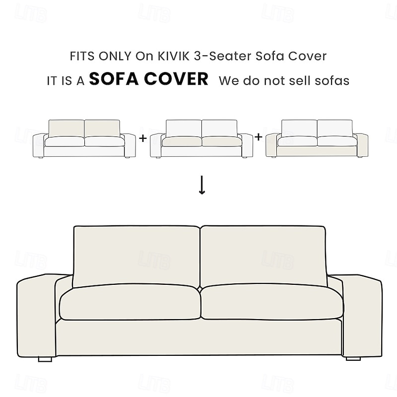 3-Seater Sofa Cover of   Solid Color Slipcovers  KIVcover LITB PRIME cover2