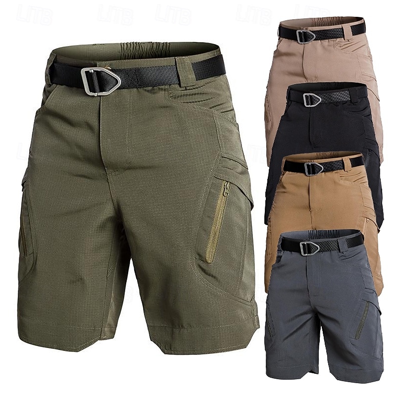 Men's Cargo Shorts Hiking Shorts Tactical Shorts Military Summer Outdoor Regular Fit Waterproof Quick Dry Breathable Shorts Dark Khaki Black Hunting Climbing Camping / Hiking / Caving S M L XL XXL