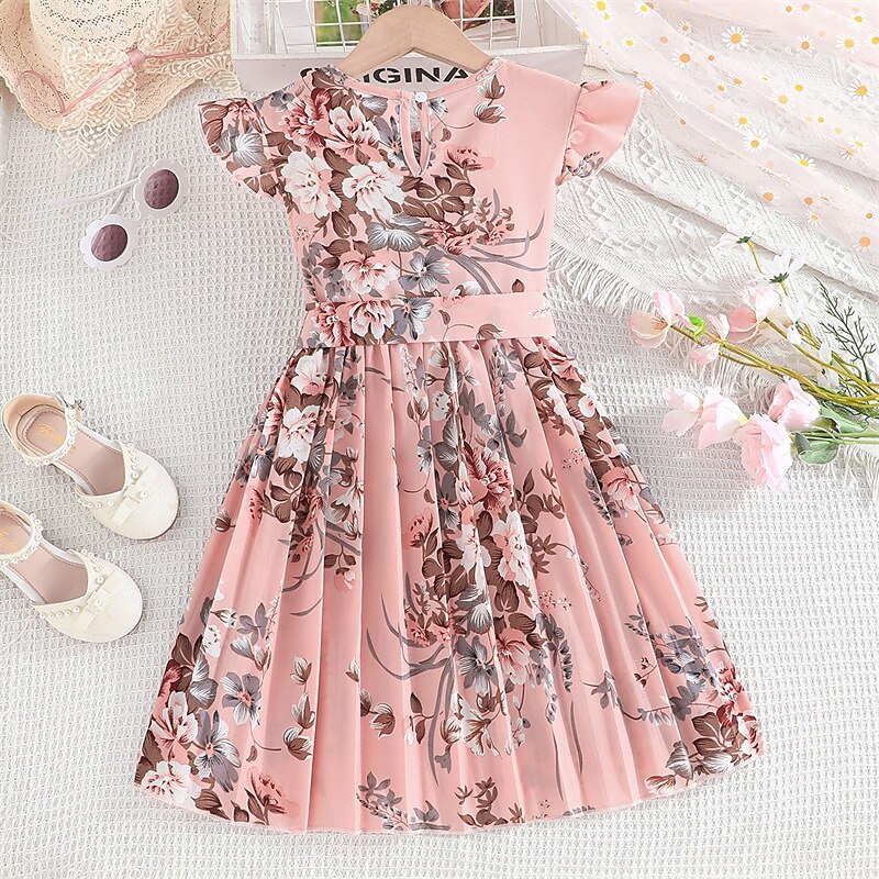 Easter Girls' 3D Flower Dress Sleeveless Summer Vacation Daily Holiday Princess Beautiful Sweet Kids 4-12 Years Casual Dress A Line Dress Midi Regular Fit3