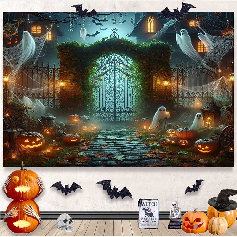 Halloween Decorations Hanging Tapestry Jack O Lantern Wall Art Large Tapestry Mural Decor Photograph Backdrop Blanket Curtain Home Bedroom Living Room Decoration Death Selfie2