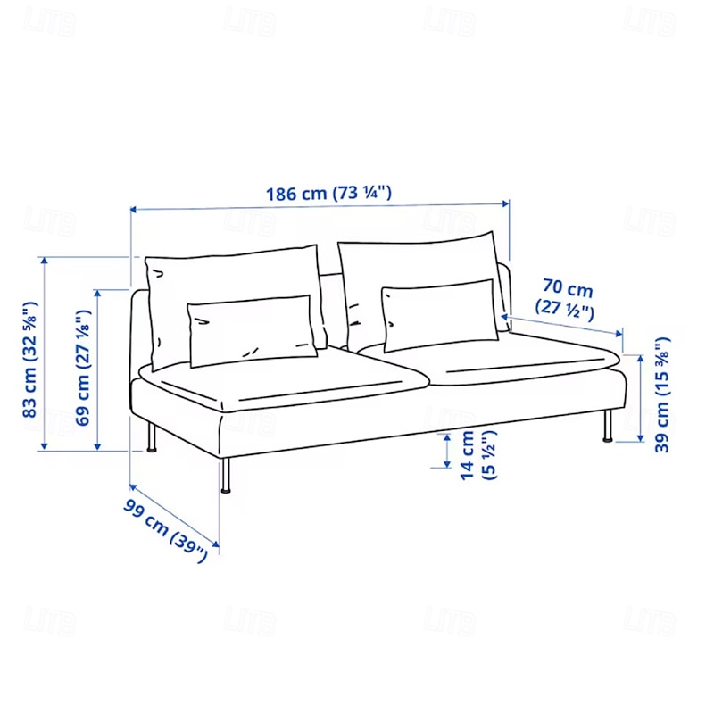 100% Cotton 3 Seat Section Cover Solid Color Quilted Cotton Slipcovers 8pcs Futon Cover Set  SODERcover LITB PRIME cover4