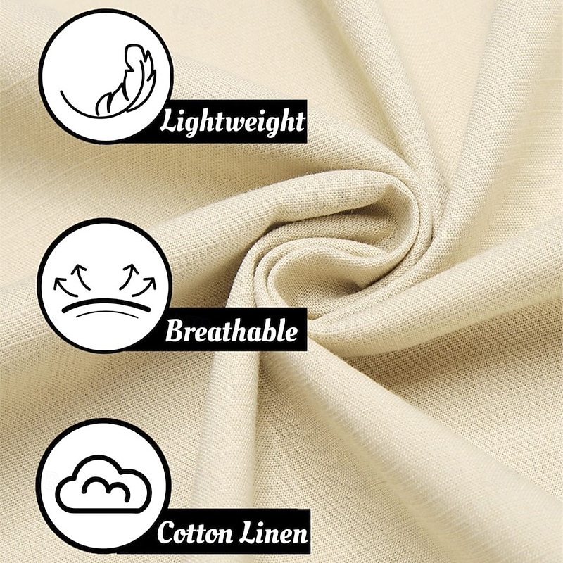 Men's Linen Pants Trousers Summer Pants Buttons Front Pocket Pleats Plain Comfort Breathable Full Length Casual Daily Holiday Fashion Basic Loose Fit Black White2