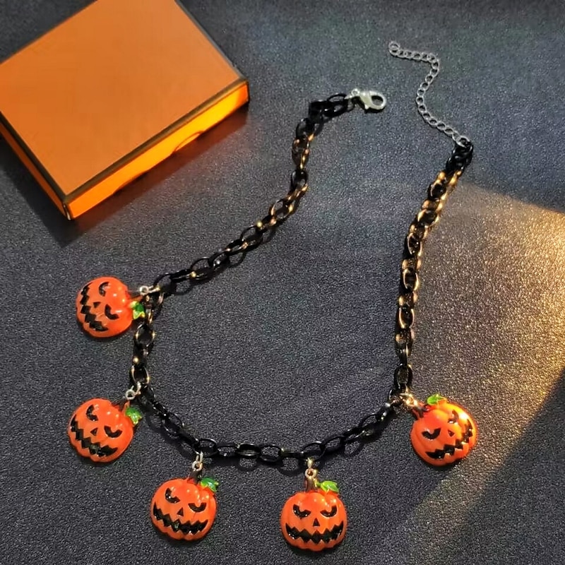 Bat Ghost Pumpkin Halloween Necklace Halloween Scary Costume Adults' Women's Halloween Carnival Easy Halloween Costumes Dress Up2