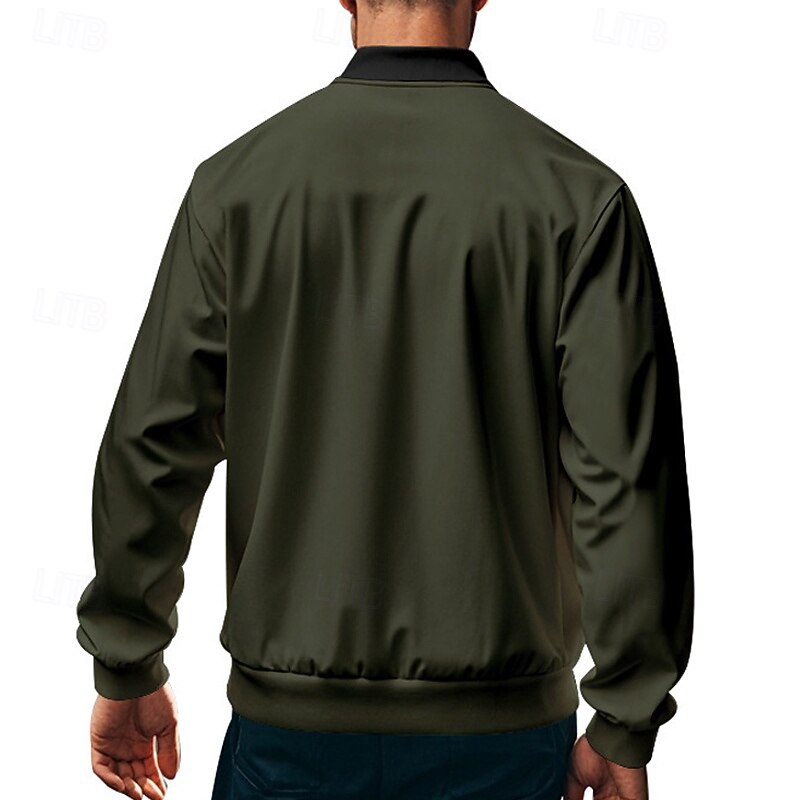 Men's Lightweight Jacket Varsity Jacket Daily Vacation Breathable Patchwork Spring & Fall Color Block Fashion Classic Stand Collar Regular Black Yellow Red Navy Blue Royal Blue Jacket 12