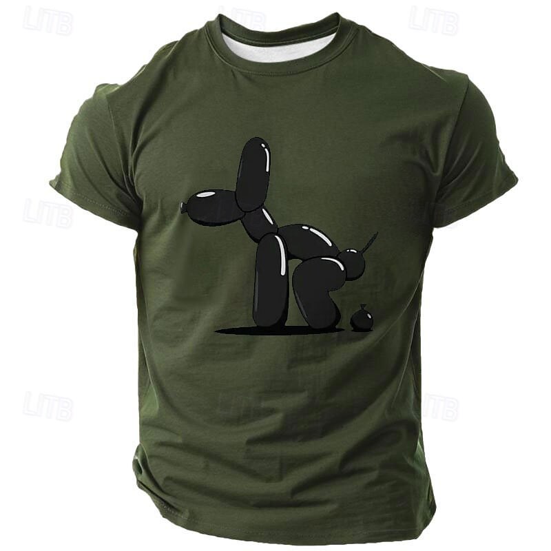 Men's Funny Pooping Balloon Dog Graphic T-Shirt Short Sleeve Novelty Tee3