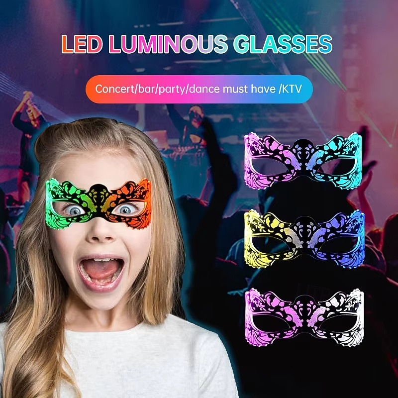 LED Mask Luminous Colorful LED Light Up Glasses Glowing Neon Light for Halloween Carnival Party Nightclub DJ Dance Party Decor Festival Rave Concert Bar Props2
