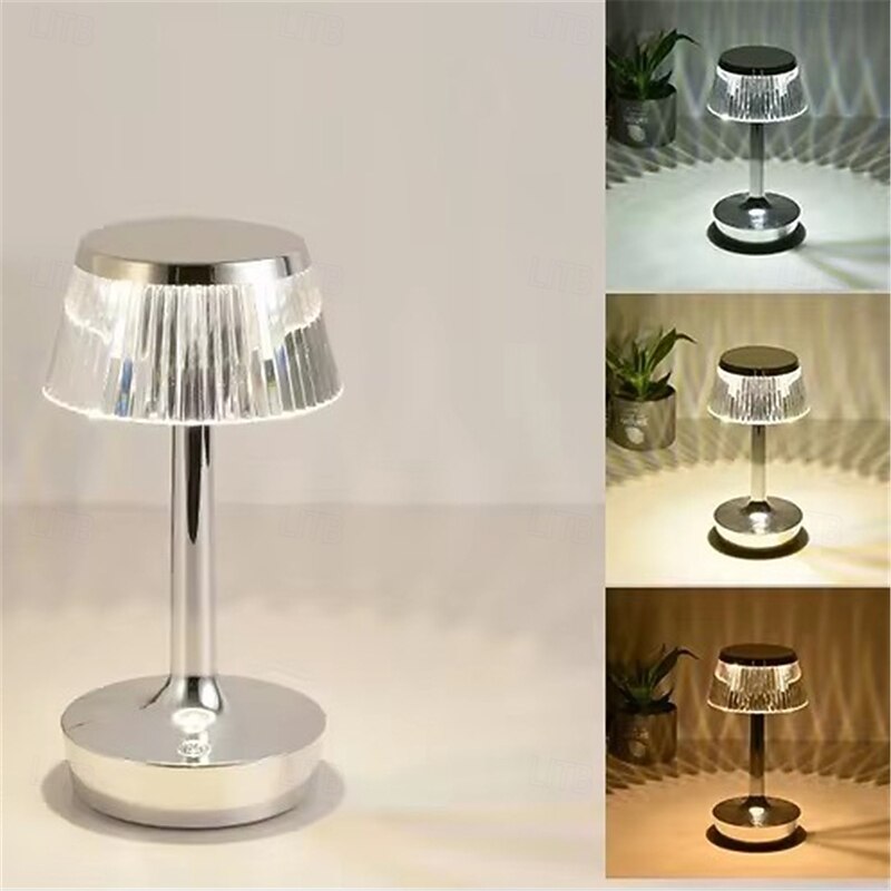 USB Table Lamp Tri-color Beside Lamp Modern Atmosphere LED Touch Night Lights for Bar Coffee Store Bedroom Bedside Indoor Decor Desk Lamp  1PC4