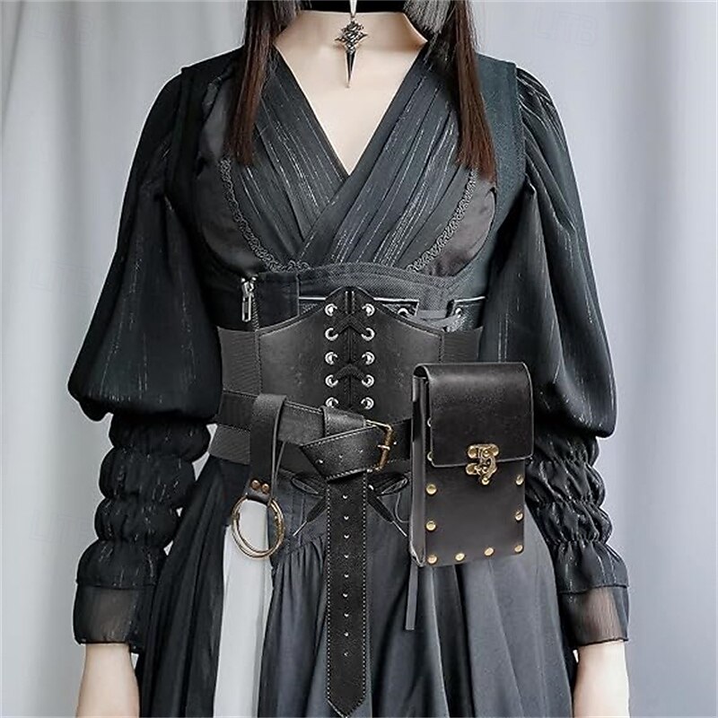 Medieval Renaissance Waist Belt Fancy Dress Men's Women's Celtic Pirate Halloween Carnival Performance LARP Adults' Belt Sscabbard Magic Bottle2