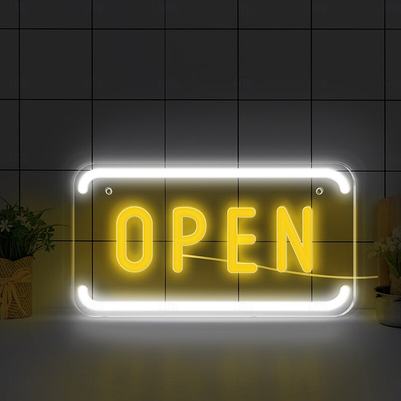 OPEN Neon Sign LED Business Neon Open Sign Wall Light Art Decor Novel Night Neon Lamps Powered by USB Wire for Bars, Stores, Coffee Shop, Hotel, Outdoor Decorations2