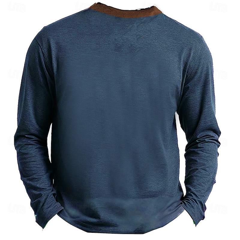 Men's Car Henley Shirt Long Sleeve Print Fashion Daily Henley Casual Daily Festival Spring &  Fall Blue Green Dark Gray Henley Henley T-Shirt2