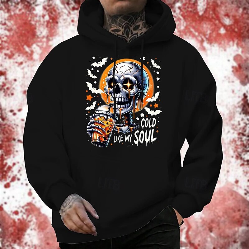 Halloween Skeleton Skull Hoodie Pullover Print Front Pocket Graphic For Couple's Men's Women's Adults' Halloween Carnival Masquerade Hot Stamping Party Casual Daily3