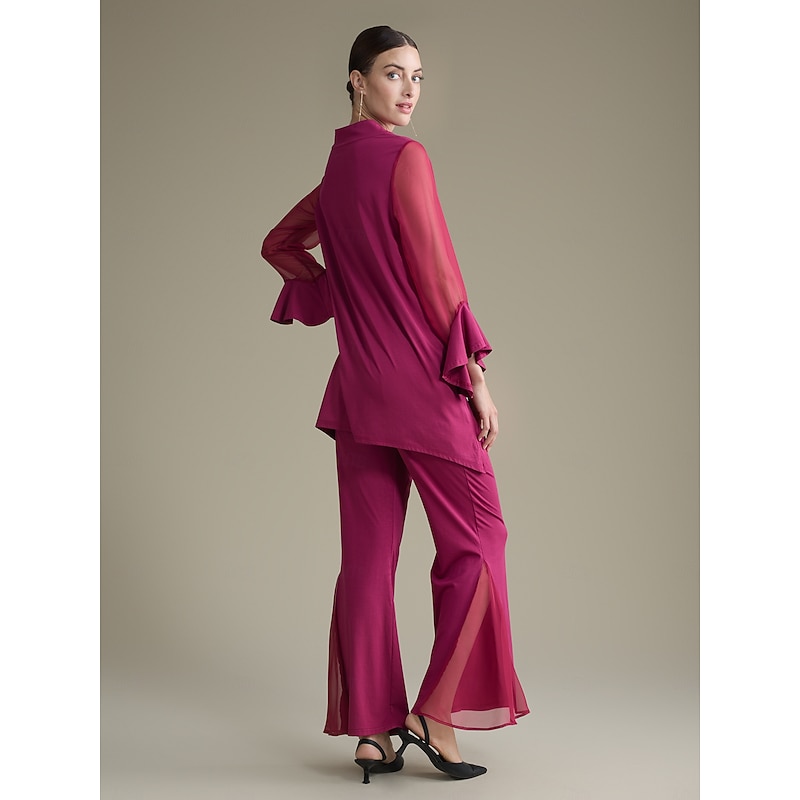 Luxurious High Neck Ruffle Long Sleeve Blouse2