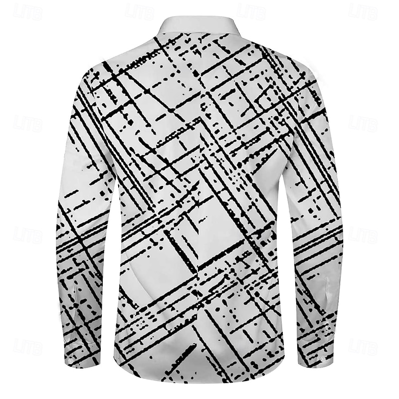 Men's Geometric Geometric Pattern Dress Shirt Button Up Shirt Long Sleeve Business Casual Business Daily Fall Spring & Summer Shirt Collar Button Up 3D Print Black White Blue Purple2