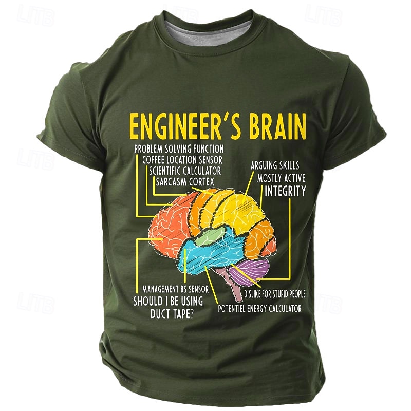 Men's Funny Engineer Brain Diagram Graphic T-Shirt - Humorous Engineering Work Tee Gift2