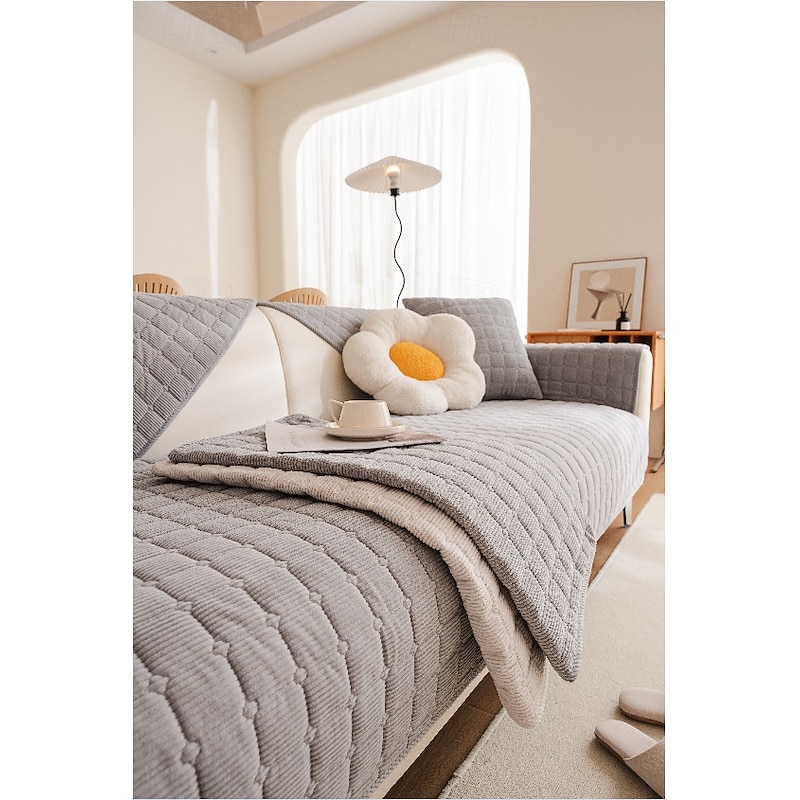 Biscuit Plush Soft Non-Slip Couch Cover - Ultra-Comfortable and Cozy Fabric - Non-Slip Backing for Secure Fit - Protects Your Sofa from Spills, Stains, and Wear - Perfect for Enhancing Home Comfort