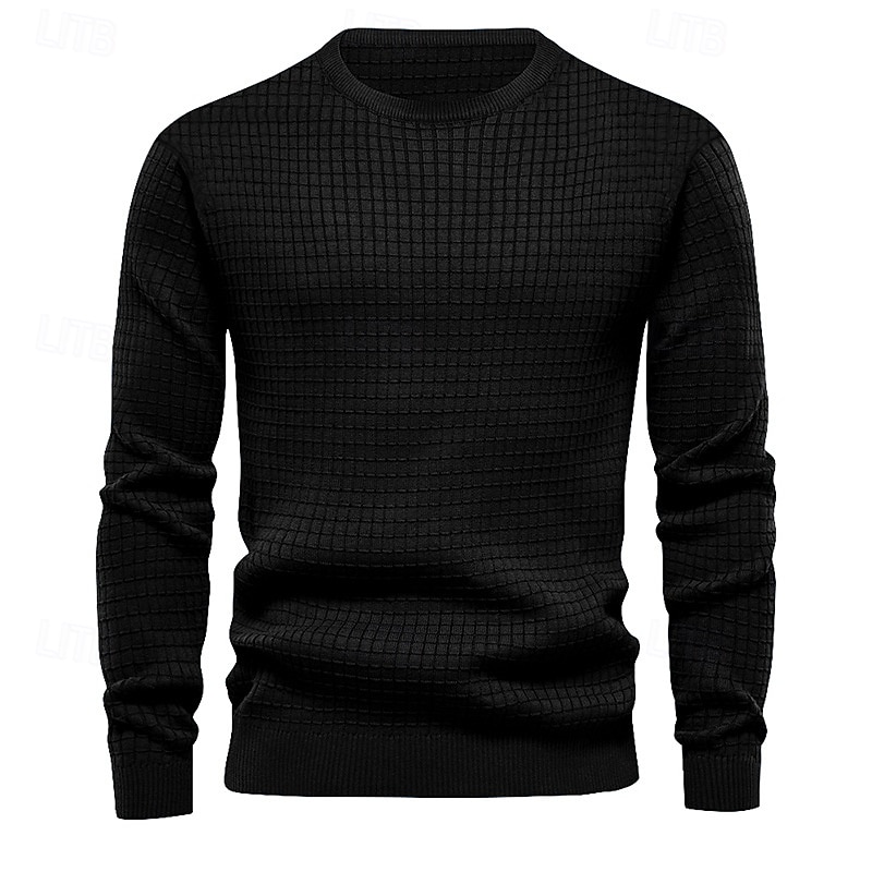 Men's T Shirt Tee Waffle Knit Tee Tee Top Long Sleeve Crew Neck Spring &  Fall Plain Fashion Designer Basic Vacation Street Going out Black White Dark Gray Top Tee for Men4