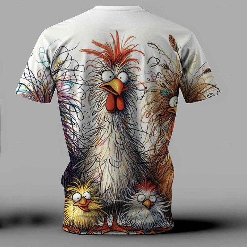 Men's Rooster Funny T Shirt Short Sleeve T shirt 3D Print Crew Neck Shirt Retro Vintage Casual Street Style Sports Outdoor Holiday Going out Black White Yellow Spring & Summer Clothing Apparel S M L2
