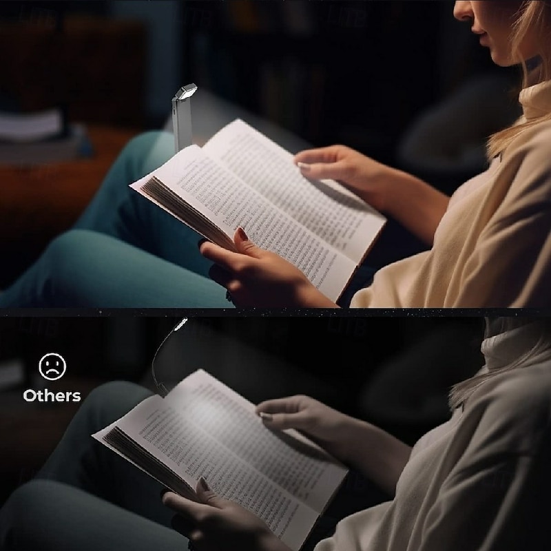 Reading Light Rechargeable Book Light for Reading Clip-on LED Bookmark Lamp with 3 Light Colors3