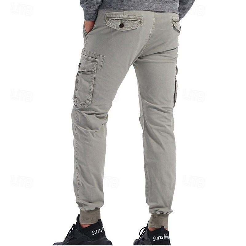 Men's Cargo Pants Joggers Tactical Pants Trousers Elastic Waist Multi Pocket Elastic Cuff Plain Wearable Outdoor Daily Camping & Hiking Fashion Classic Black Wine2