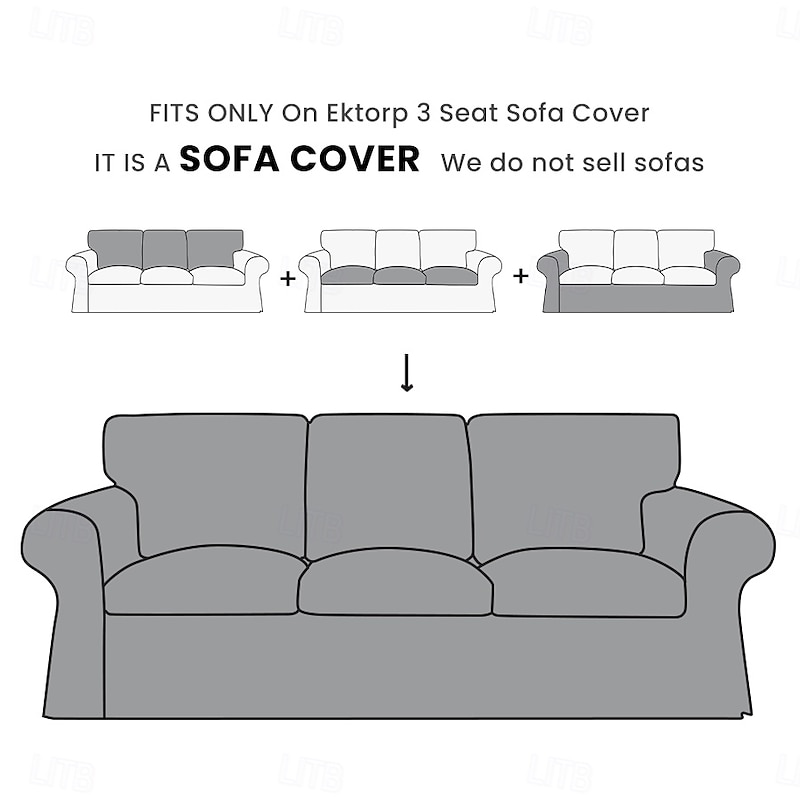 3 Seat Sofa Cover Couch Cover with 3 Cushion Cover and 3 Backrest Cover, Burgundy Red  Slipcover Washable Furniture Protector  LITB PRIME cover Ektcover2