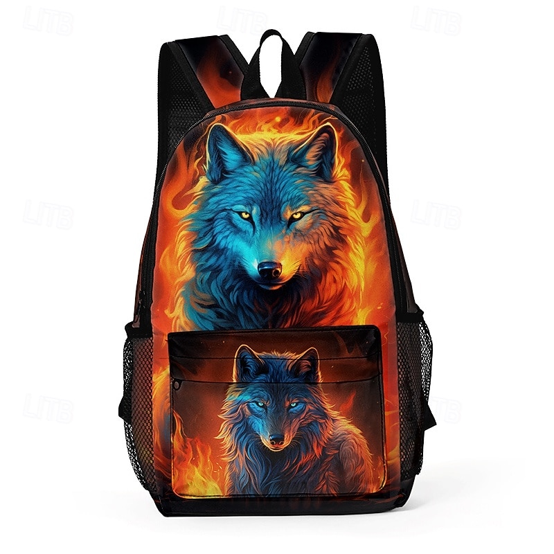 Large Capacity Wolf Print Backpack - Durable Polyester, 2 Patterns, Ideal for School, Travel, and Daily Use4