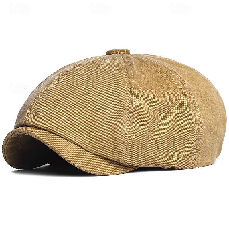 Men's Flat Cap Ascot Hat Newsboy Hat Black khaki Cotton Fashion Casual Street Daily Plain Adjustable Sunscreen Breathable4
