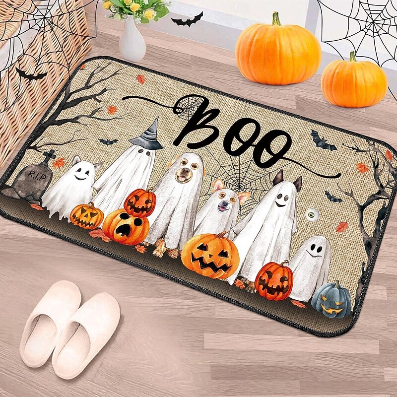 Halloween Decorations Pumpkin Ghosts Doormat Kitchen Mat Floor Mat Non-Slip Area Rug Oil Proof Rug Indoor Outdoor Mat Bedroom Decor Bathroom Mat Entrance Rug2