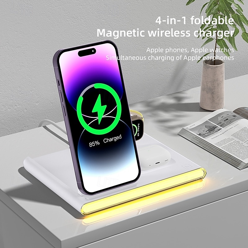 Wireless Charger Charging Station 8 Port Multi USB Charger Station ROHS CE Certified FCC Fast Wireless Charging MagSafe Magnetic For Cellphone Tablet iPhone iPad Cell Phone Tablets 1 PC3