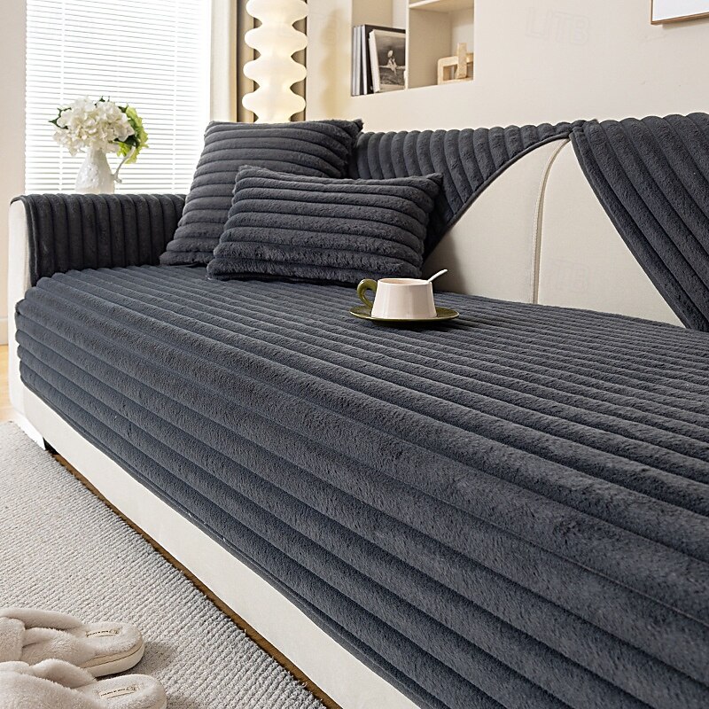 1pc Faux Rabbit Fur Couch Cover - Ultra-Soft and Luxurious Texture - Provides Cozy Warmth and Style - Protects Your Sofa from Spills, Stains, and Scratches - Easy to Install and Remove - Perfect for E