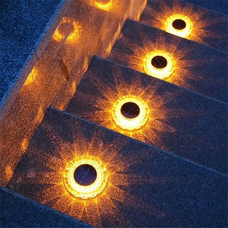 Solar Powered Underground Light Waterproof Lace Ground Plug Light Courtyard Mounted Underground Light Outdoor LED Solar Powered Lawn Light Staircase Lights Platform Lights 1PC2