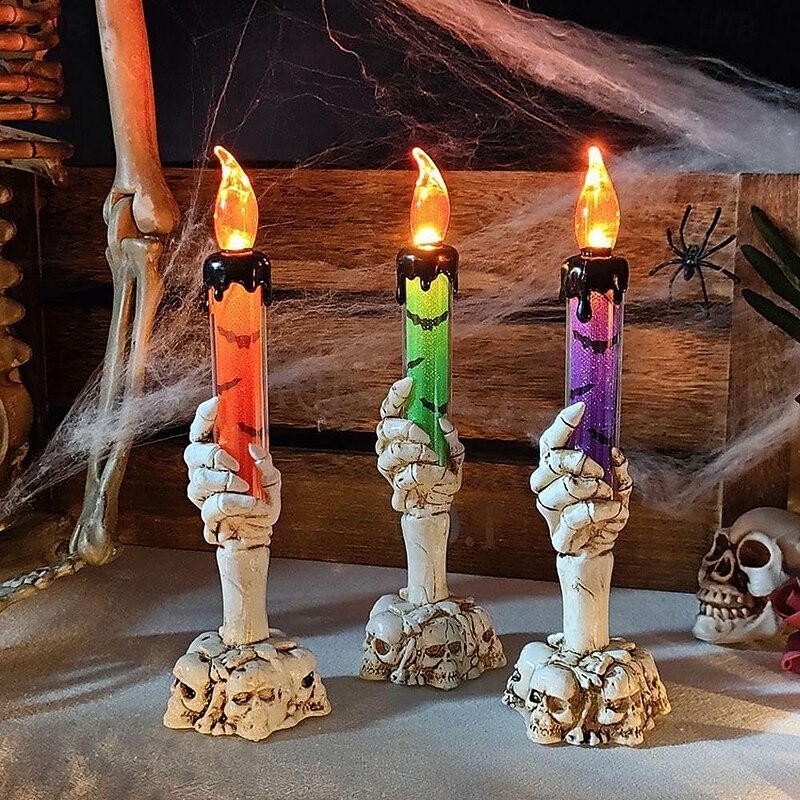3pcs Halloween Decorations Candle Light Bar KTV Scary Ghost Hand Skull Light LED Flashing Night Lamp3