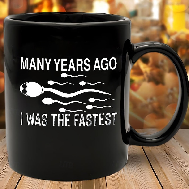 Funny Mug Ceramic Funny Coffee Gift Mug Many Years Ago I Was The Fastest Black Retro Vintage Casual Street Style Gift Mug 11.2oz/330ml
