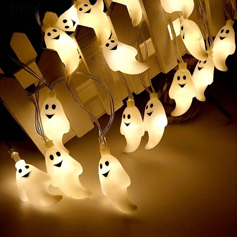 1 Pc 1.5M-10 Leds Halloween Lighted ghost light string indoor and outdoor bedroom restaurant Halloween eerie atmosphere decoration light festival atmosphere light3