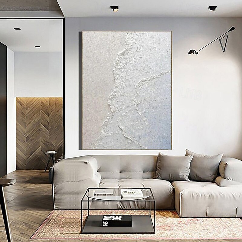 Abstract Textured Beach with Waves Painting on Canvas Hand painted Large Contemporary Art Textured Minimalist Modern Acrylic Painting Home Decor Stretched Frame Ready to Hang4