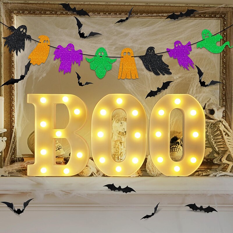 Halloween Decorations BOO Letter Lights for Bedroom Restaurant Bar Halloween Atmosphere Decorative Lights4
