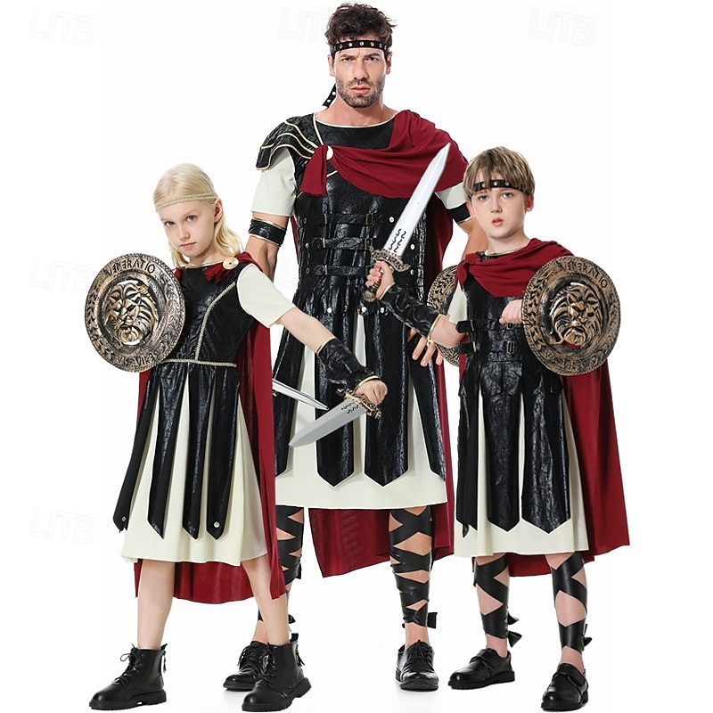 Roman Knight Warrior Carnival Costume Halloween Group Family Costumes Kid's Adults' Men's Boys Girls' Medieval Performance Party Halloween Carnival Easy Carnival Costume