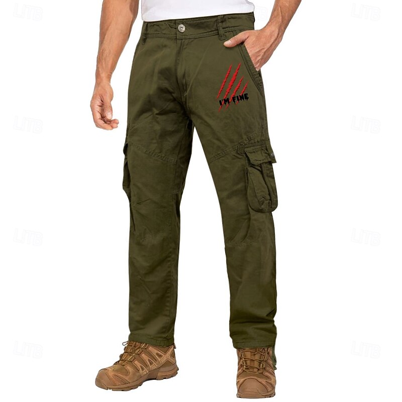 Men's Cargo Pants Cargo Trousers Work Pants Multi Pocket Graphic Letter Outdoor Full Length Outdoor Sports Outdoor Casual Vintage Sports Yellow Army Green Micro-elastic