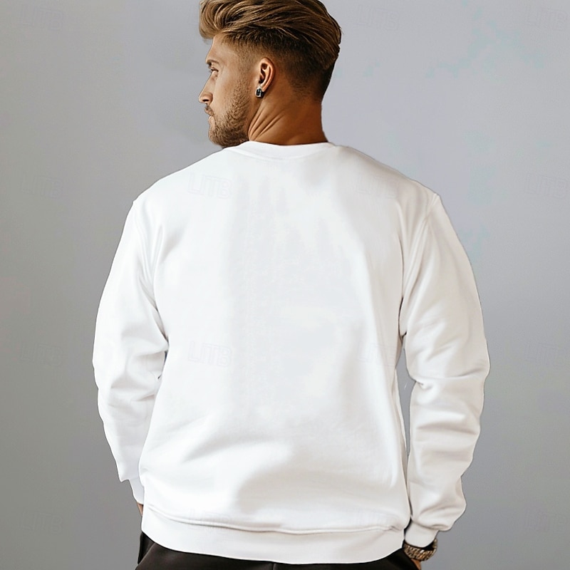 Men's Plain Sweatshirt Long Sleeve Sweatshirt Crew Neck Basic Athletic non-printing Casual Daily Sports Fall Winter2