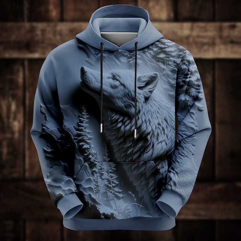 Men's Animal Funny Hoodie Hoodies Sweatshirt Fashion Cool Long Sleeve Hooded Vacation Club White Blue Pocket 3D Print Fall Winter Designer2