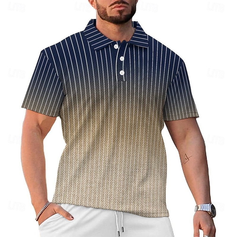 Casual Men's Polo Shirt Golf Polo Short Sleeve Daily Wear 95% Polyester 5% Spandex Short Sleeve Turndown Polo Shirts Brown Spring & Summer S M L Micro-elastic Lapel Polo2