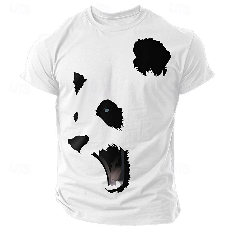 Men's Panda T Shirt Short Sleeve T shirt 3D Print Crew Neck Shirt Fashion Athleisure Street Sports Outdoor White Dark Green Dark Gray Summer Spring Clothing Apparel S M L XL XXL XXXL