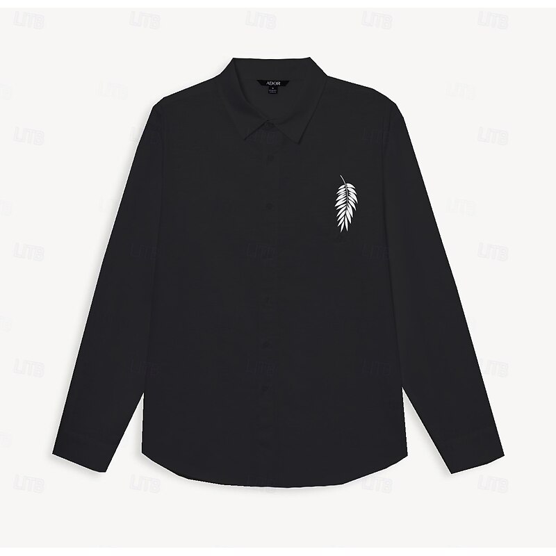 Men's Cotton Linen Shirt Black White Long Sleeve Turndown Summer Spring Outdoor Office Clothing Apparel3