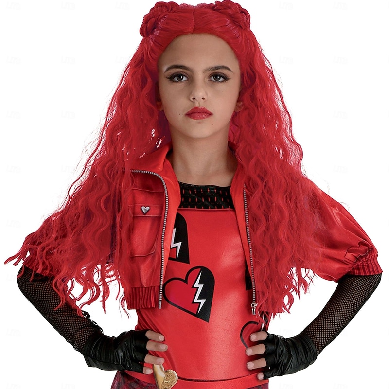 Descendants 4 Red Costume Wig for Girls Halloween Cosplay Party Wigs