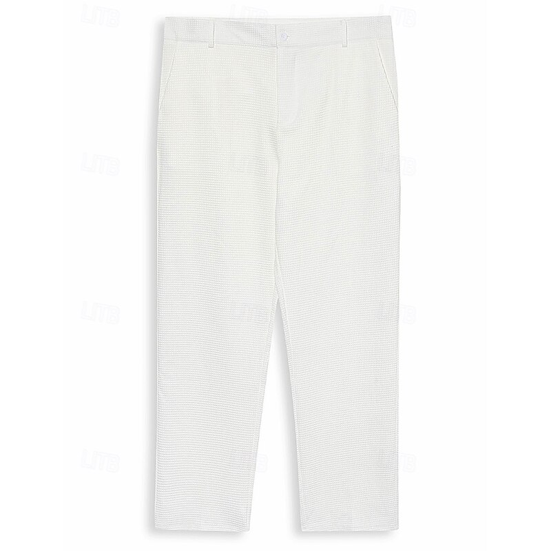 Men's Trousers Dress Pants Slacks Suit Pants Waffle Pants Front Pocket Straight Leg Plain Comfort Full Length Business Daily Holiday Fashion Chic & Modern Black White Stretchy4
