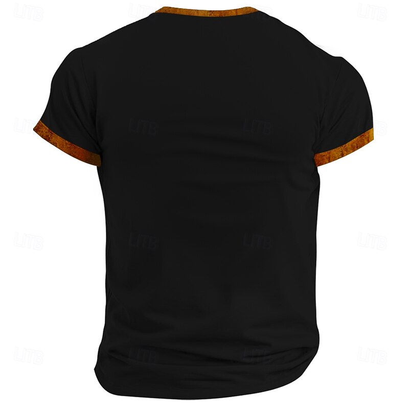 Halloween Men's Pumpkin Boo T Shirt Short Sleeve T shirt 3D Print Half Zip Shirt Retro Vintage Street Casual Daily Black Summer Spring Clothing Apparel S M L XL XXL XXXL2