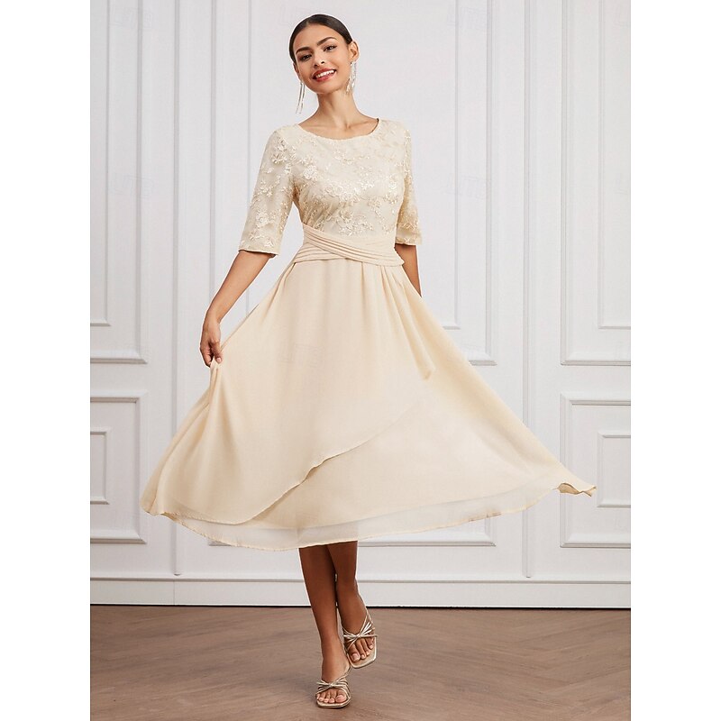 Women's Midi Dress Plain Dress Elegant Casual Street Date Regular Fit Plain Half Sleeve Crew Neck White Summer Spring Fall2