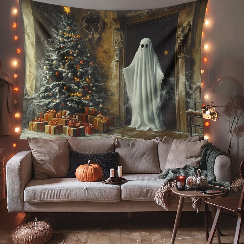Halloween Decorations Hanging Tapestry Witches Castle Wall Art Large Tapestry Mural Decor Photograph Backdrop Blanket Curtain Home Bedroom Living Room Decoration 12